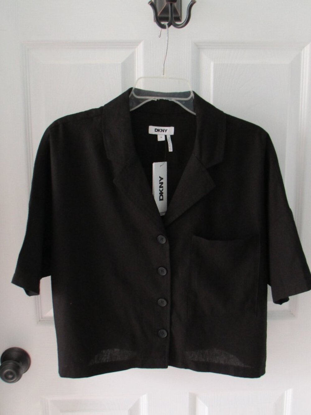 DKNY cropped linen blend shirt